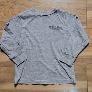 *3/$15* Bass Pro Shops Size XS Boys Gray Long Sleeve Shirt World Wide Sportsman